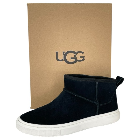 UGG Alameda Black Leather Womens Mini Boots Size 6M - Picture 11 of 11